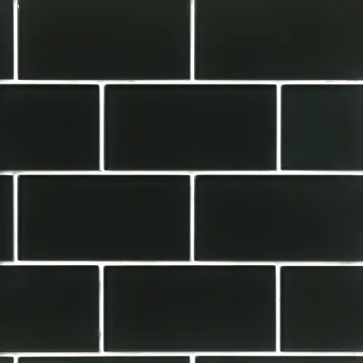 Glass Black Subway Wall Tile - 3 x 6 in.