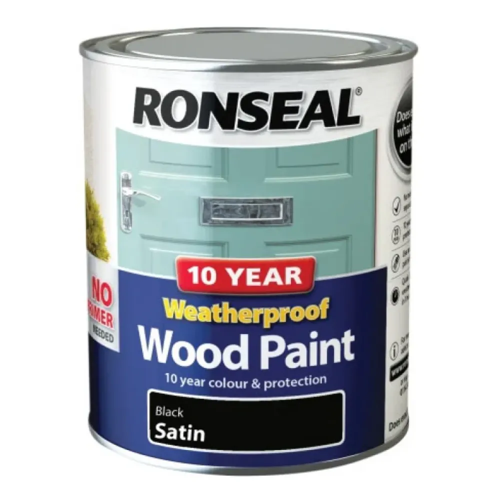 750ml 10 Year Weatherproof Wood Paint (Black Satin)