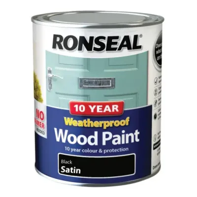 750ml 10 Year Weatherproof Wood Paint (Black Satin)