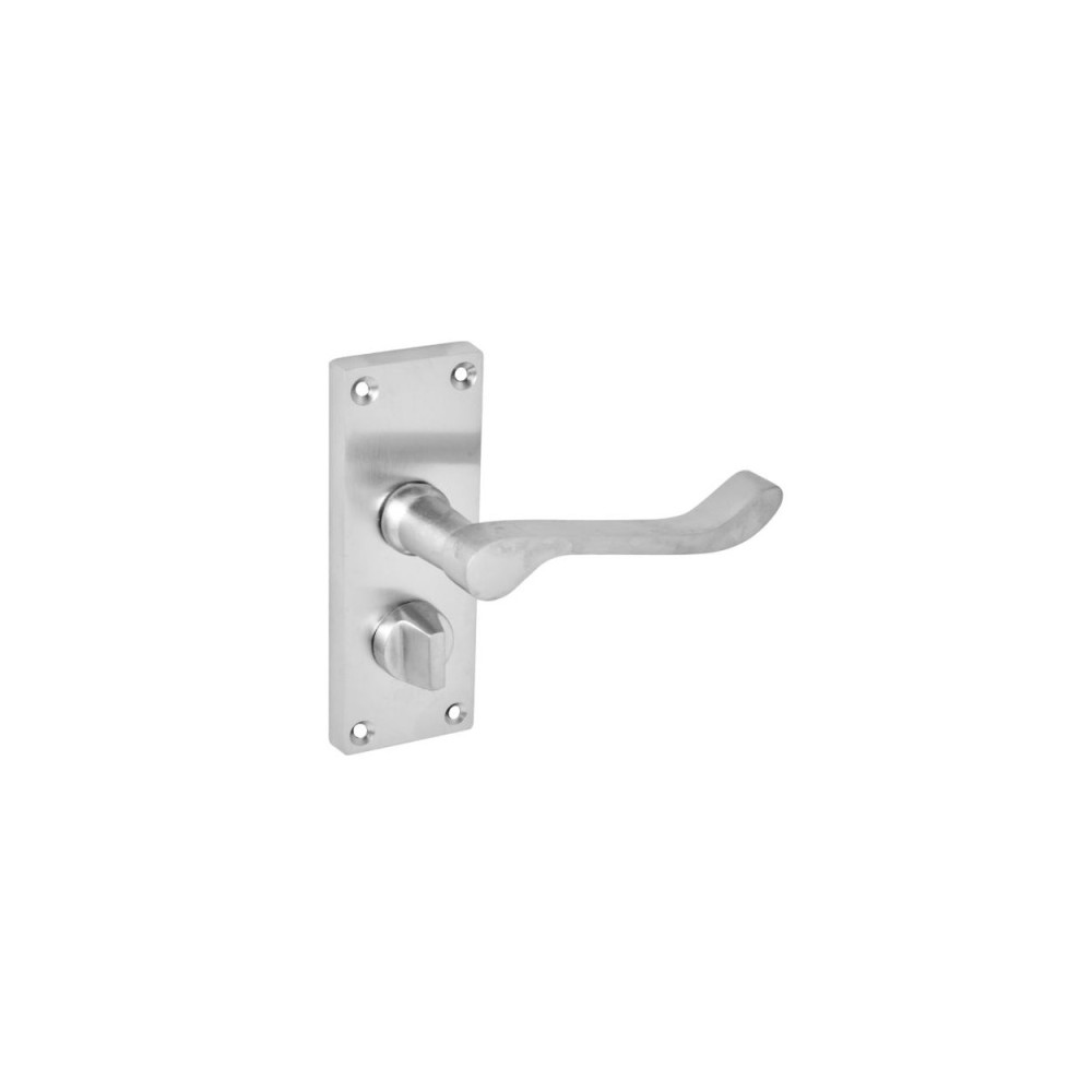 Victorian Scroll Privacy Lever On Backplate Door Handle Set Satin Chrome