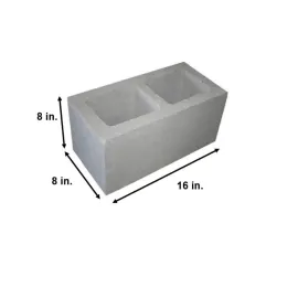 8-in W x 8-in H x 16-in L Cored Concrete Block
