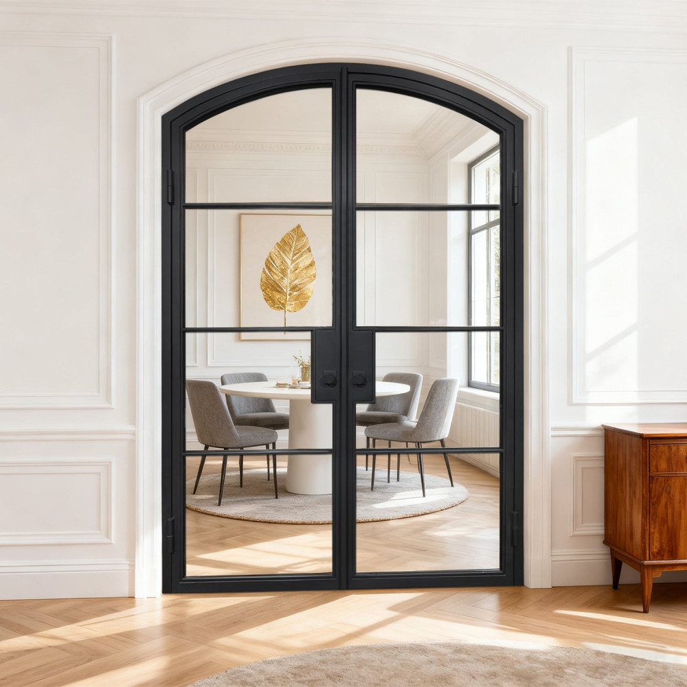 GID High Quality Iron French Interior Double Door with Arched Top