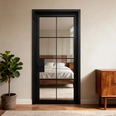 GID Wrought Iron Interior Single Door with 8lites and Clear Glass