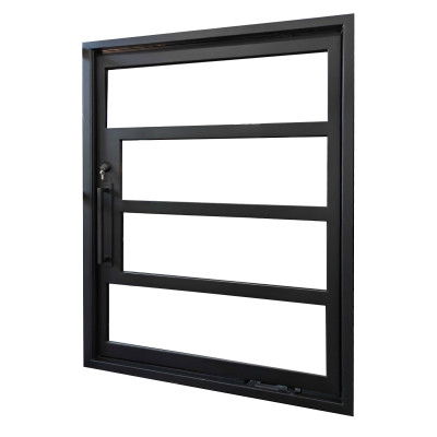 Matte Black Iron Frame Pivot Door with Tempered Glass